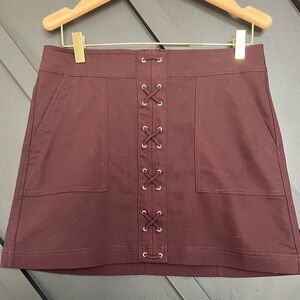 Express Lace-Up Skirt in Burgundy, Size 6